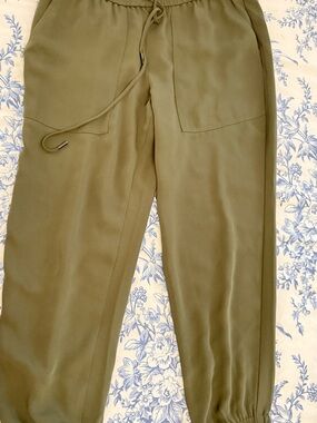 Ann Taylor Olive Green Drawstring Jogger Pants